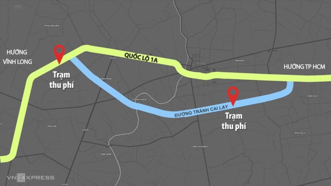 BOT Cai Lậy: Phương tiện đi tuyến nào trả tiền tuyến đó - Ảnh 2.