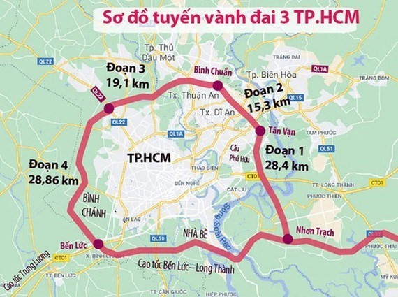 Hướng tuyến đường Vành đai 3 - TP. Hồ Chí Minh