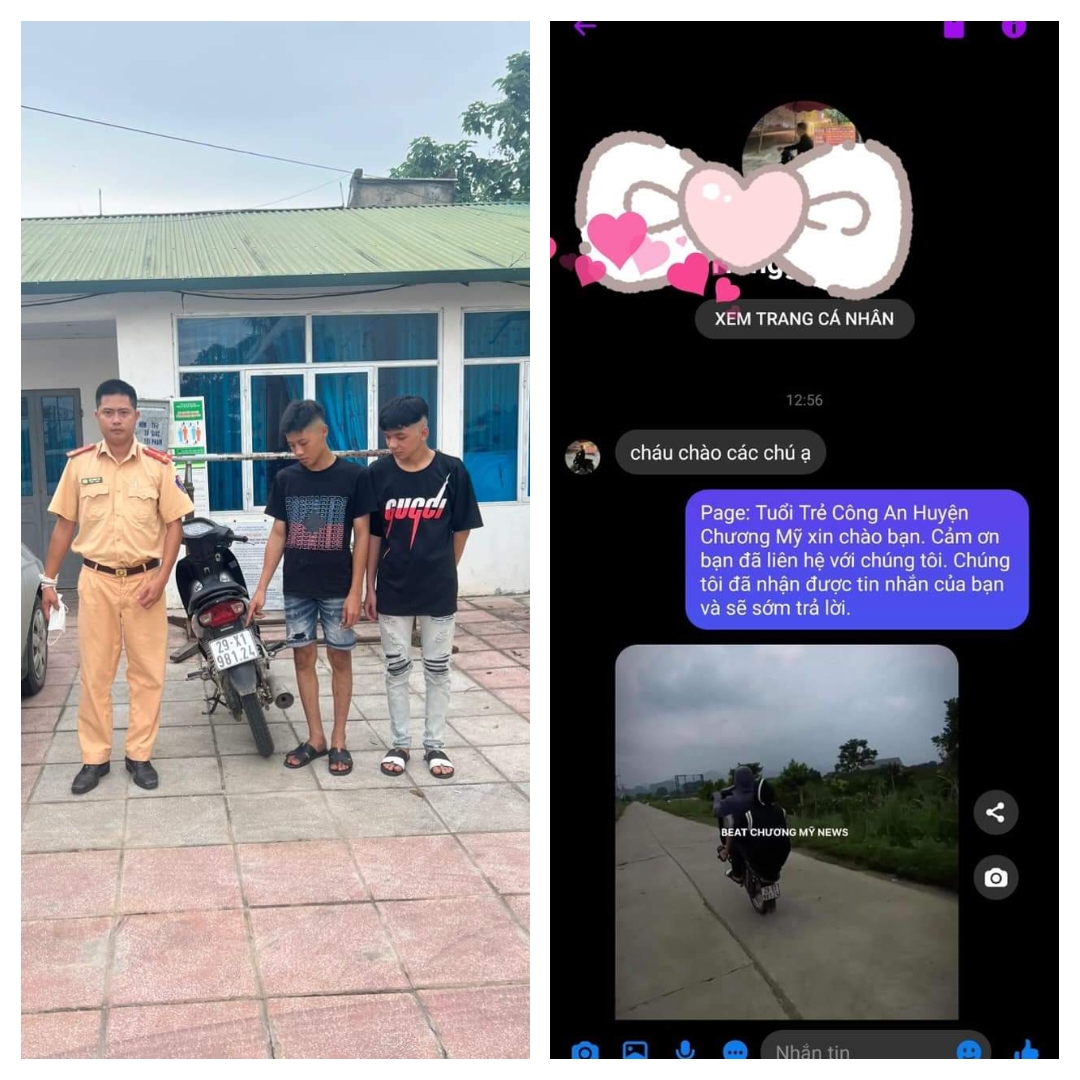 Hà Nội: CSGT Chương Mỹ nhanh chóng xác minh 2 thanh niên bốc đầu khoe trên mạng xã hội - Ảnh 1. Hà Nội: CSGT Chương Mỹ nhanh chóng xác minh 2 thanh niên bốc đầu khoe trên mạng xã hội - Ảnh 1.