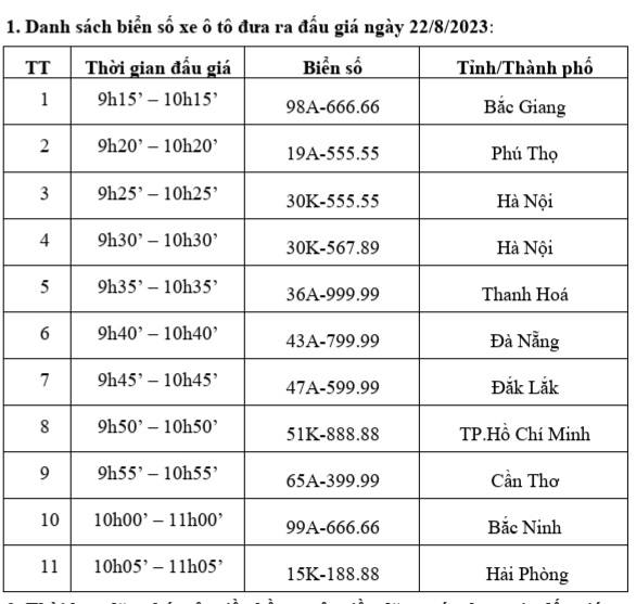 11 tỉnh, thành phố đấu giá biển số ô tô siêu đẹp trong phiên đấu giá đầu tiên - Ảnh 2.