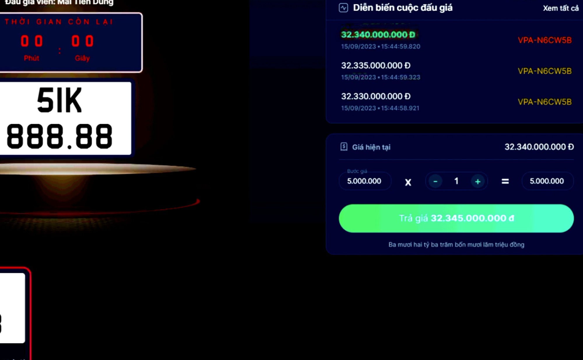 Mức giá kỷ lục, biển ngũ quý của TP Hồ Chí Minh trúng đấu tra trên 32 tỷ đồng - Ảnh 1.