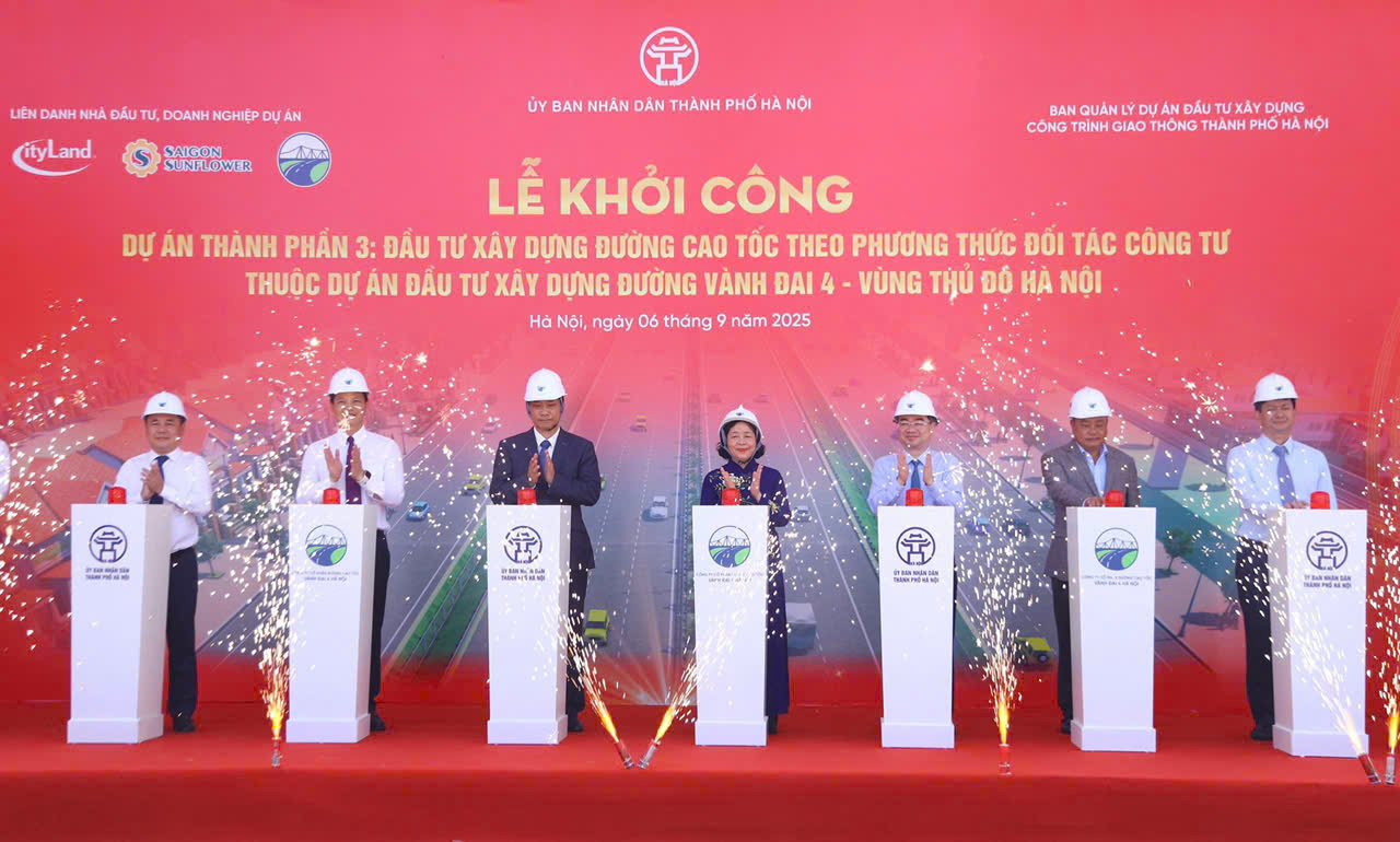 Hà Nội: Khởi công tuyến cao tốc thuộc dự án Vành đai 4 - Vùng Thủ đô - Ảnh 1.