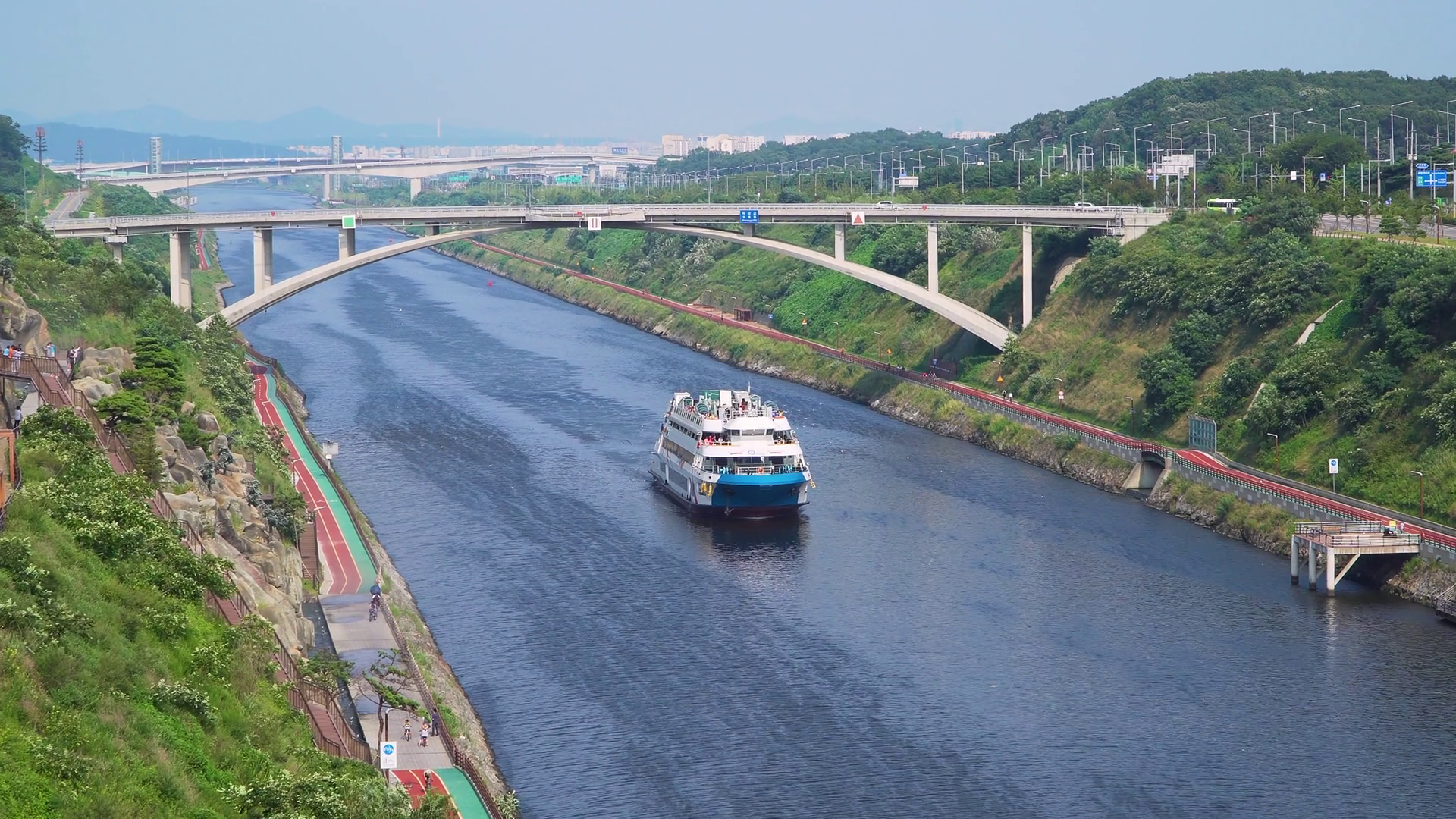 Du thuyen di qua kenh Gyeong-in