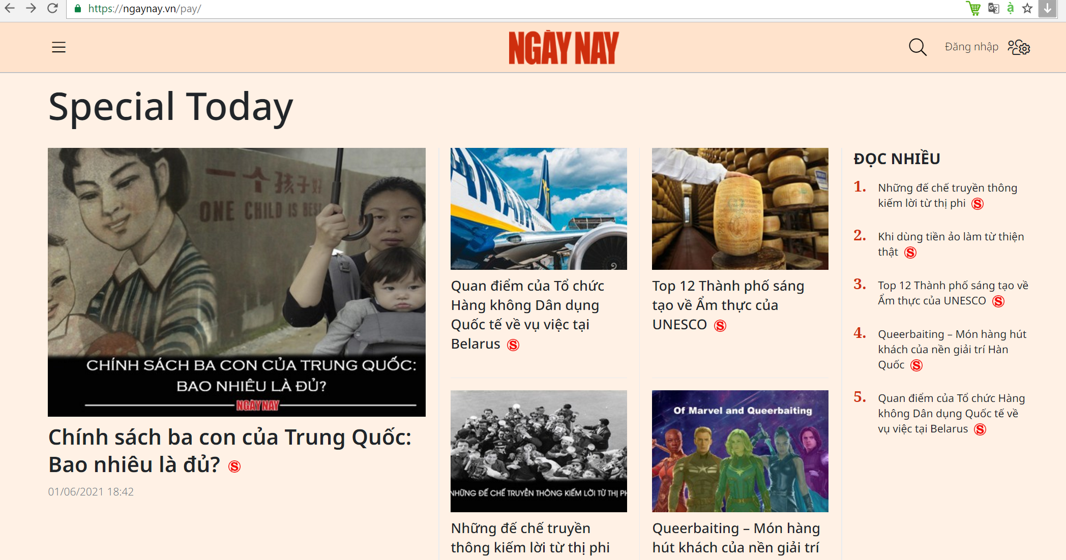 Một số bài viết được xếp vào diện trả phí trên phi