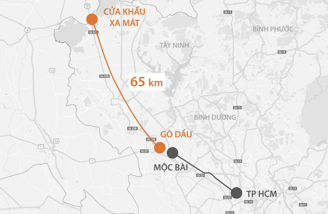 Sơ đồ tuyến cao tốc Gò Dầu - Xa Mát