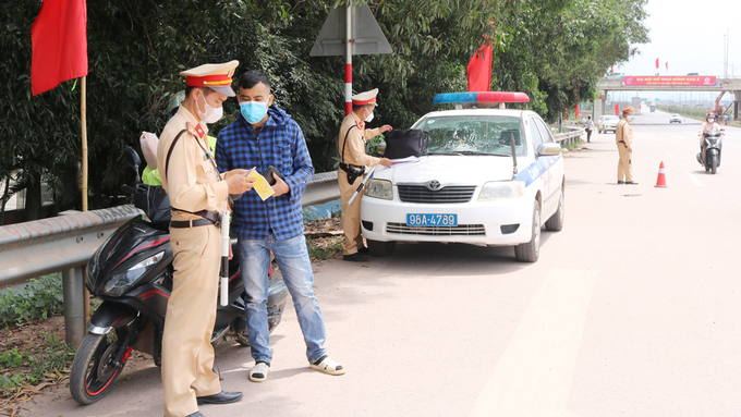 Lực lượng CSGT tỉnh Bắc Giang tăng cường tuần tra, kiểm tra trên các tuyến đường.