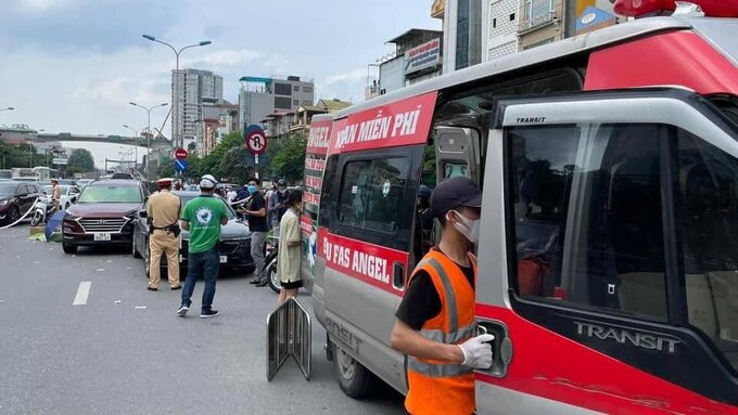 Hiện trường vụ tai nạn giao thông trên đường Giải Phóng (phường Phương Liệt, quận Thanh Xuân, TP Hà Nội).