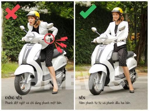 Không nên vừa ga vừa phanh khi chạy xe ga.