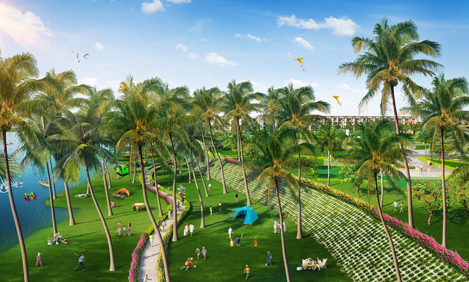 Không gian xanh mướt ven sông mang tới giá trị sống thăng hoa cho cư dân Đảo Ánh Dương (Ảnh phối cảnh minh họa)