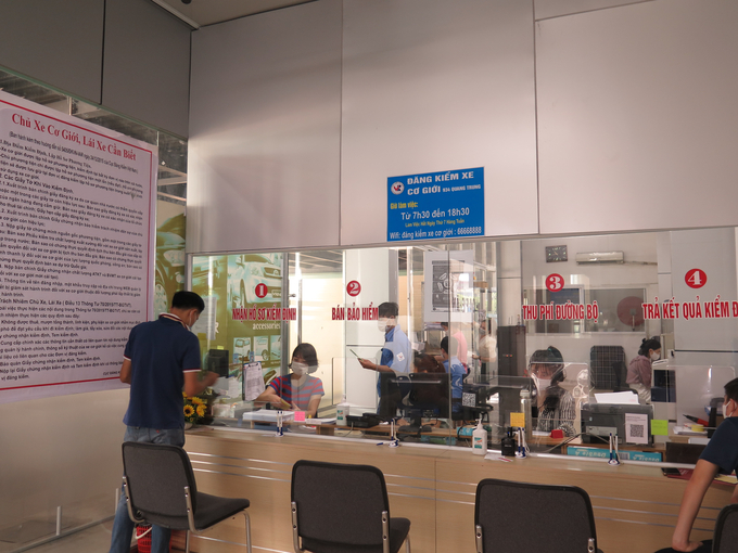 Phòng làm thủ tục kiểm định tại Trung tâm Đăng kiểm xe cơ giới 29-30D.