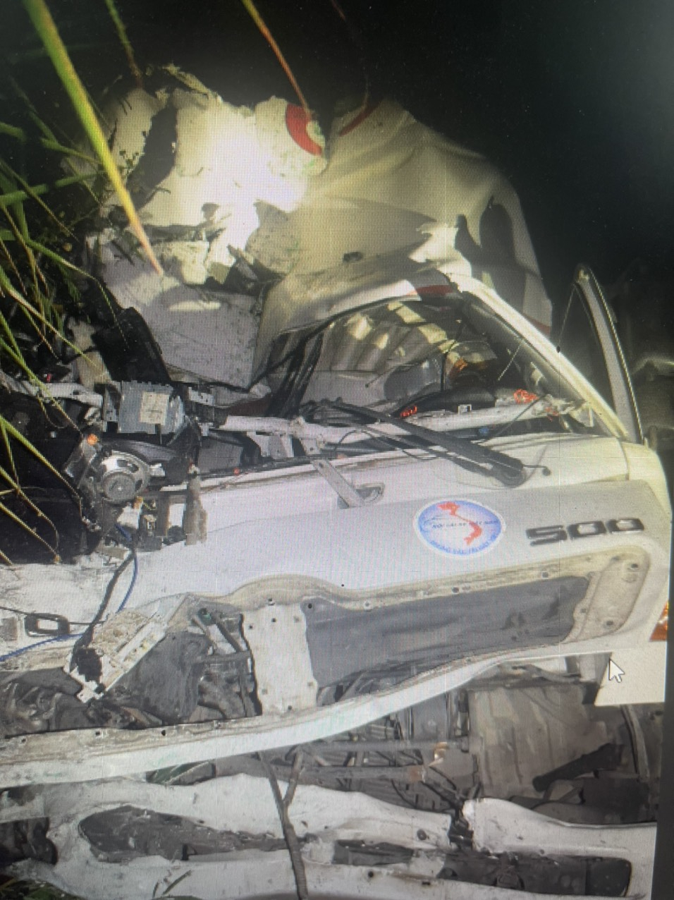 Chiếc xe tải tại hiện trường vụ tai nạn 