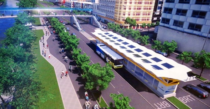 Mô hình xe buýt nhanh tuyến số 1.