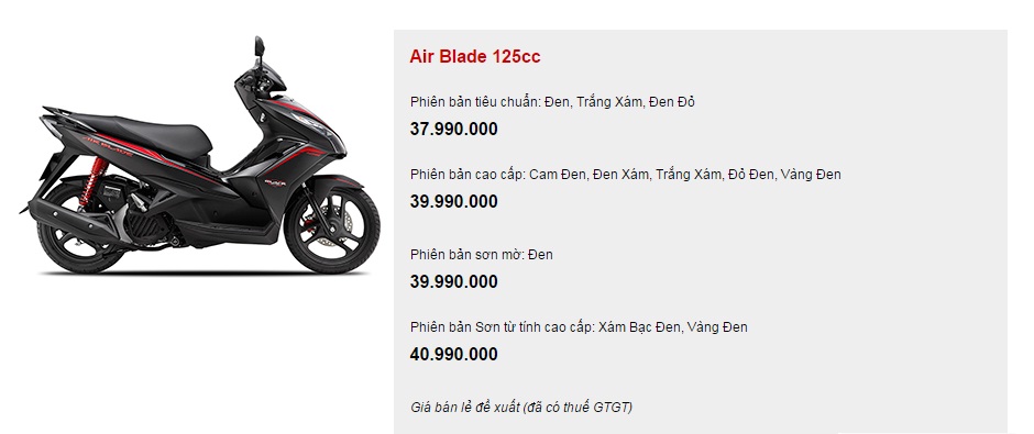 Giá xe air balde 11/2015