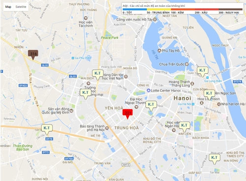 2 Không khí ở Nhổn và Trung Hòa ô nhiễm nhất Hà Nộ