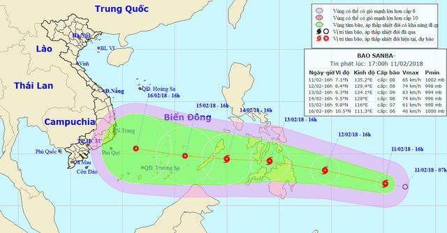 Bão giật cấp 10 hướng vào biển Đông sát Tết