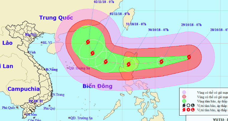Siêu bão Yutu giật trên cấp 17 đang hướng vào Biển