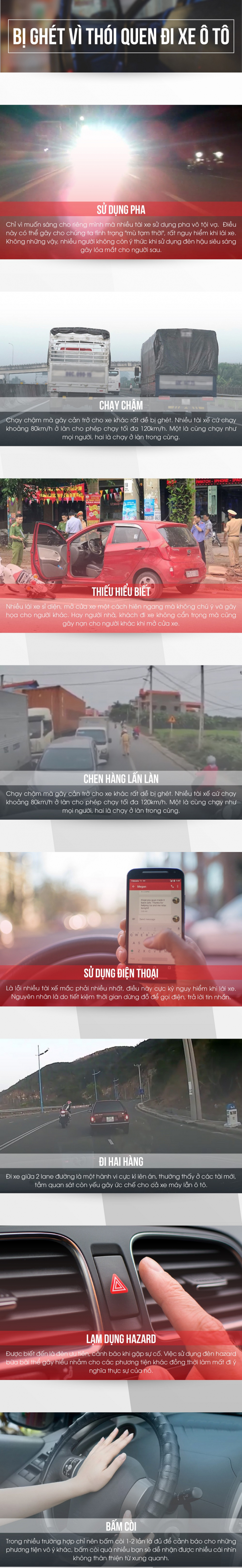 Những thói quen lái xe khiến người tham gia giao thông khác ghét