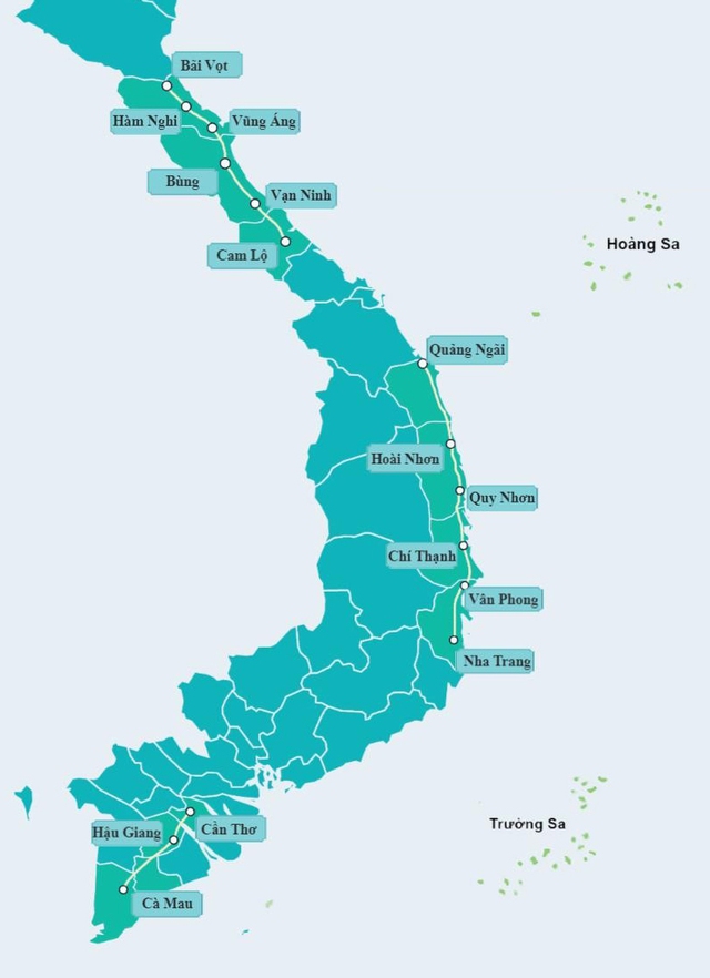 Hướng tuyến 12 dự án thành phần cao tốc Bắc - Nam giai đoạn 2