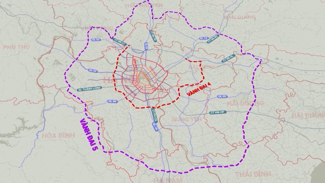 Hướng tuyến đường Vành đai 4 vùng Thủ Đô Hà Nội