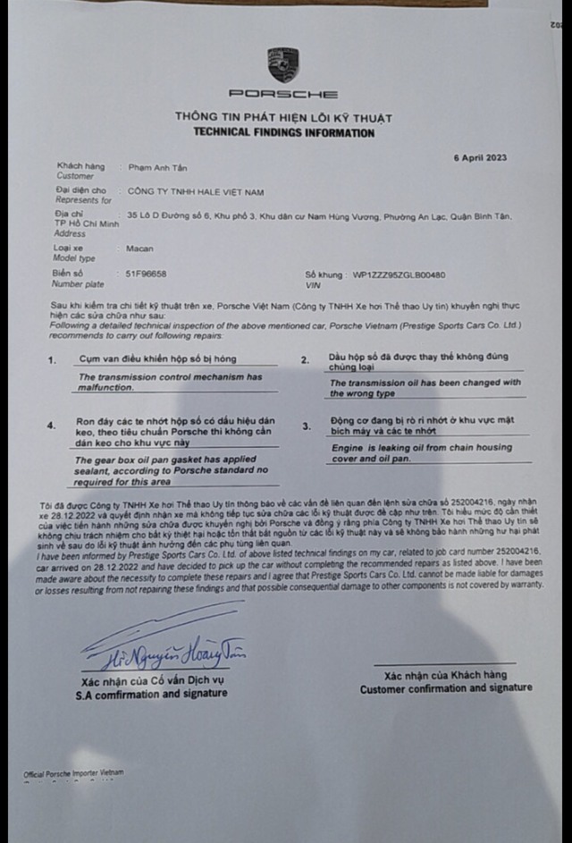 Thay cản trước hỏng hộp số, chủ xe Porsche Macan xem xét việc gửi đơn tới cơ quan chức năng - Ảnh 6.