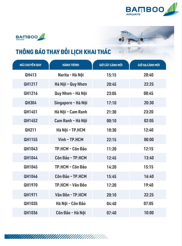Bamboo Airways điều chỉnh kế hoạch khai thác một số chuyến bay do ảnh hưởng của bão số 1 - Ảnh 4. Bamboo Airways điều chỉnh kế hoạch khai thác một số chuyến bay do ảnh hưởng của bão số 1 - Ảnh 4.