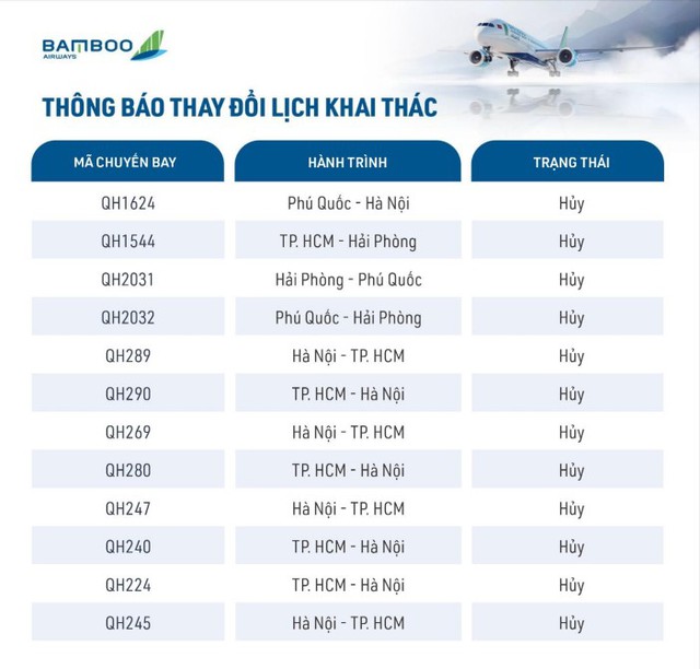 Bamboo Airways điều chỉnh kế hoạch khai thác một số chuyến bay do ảnh hưởng của bão số 1 - Ảnh 2. Bamboo Airways điều chỉnh kế hoạch khai thác một số chuyến bay do ảnh hưởng của bão số 1 - Ảnh 2.