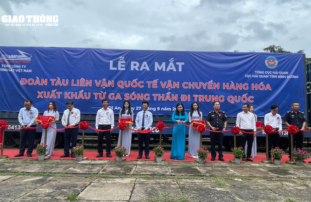 Chính thức đưa vào hoạt động đoàn tàu vận chuyển hàng hóa từ ga Sóng Thần đi Trung Quốc - Ảnh 2.