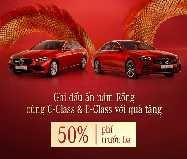 Khách hàng mua 2 dòng sedan hạng sang Mercedes-Benz C-Class và E-Class được hỗ trợ 50% lệ phí trước bạ.