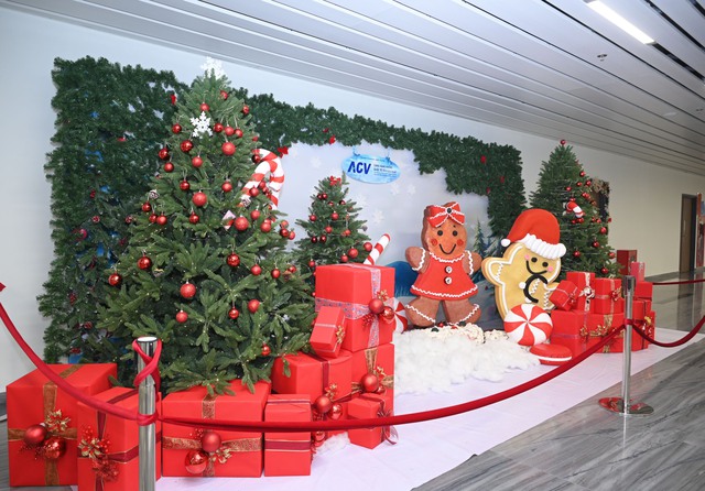 Hành khách thích thú chụp hình Noel tại Nhà ga T3 sân bay Tân Sơn Nhất - Ảnh 14.