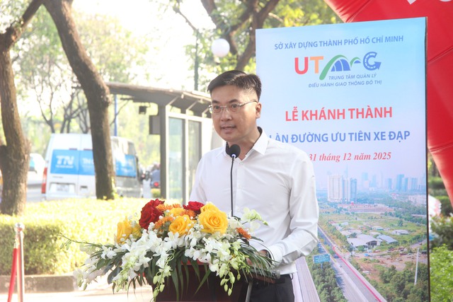 TP.HCM khánh thành làn đường ưu tiên xe đạp trên đường Mai Chí Thọ - Ảnh 1.