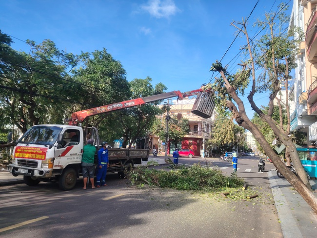 Xuyên ngày đêm giải toả cây xanh gãy đổ, đảm bảo giao thông ở tâm bão số 13- Ảnh 1.