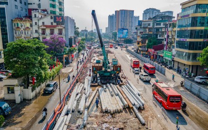 Hà Nội phân luồng phục vụ thi công hầm chui nút giao Vành đai 2,5 - Giải Phóng