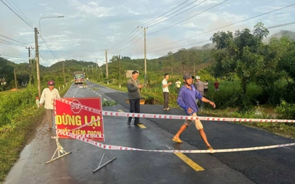 Lâm Đồng: Cấm các phương tiện lưu thông trên Tỉnh lộ 721 do sạt lở nghiêm trọng