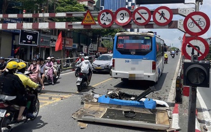 Hà Nội: Xử phạt tài xế xe khách đi lên cầu vượt Tây Sơn
