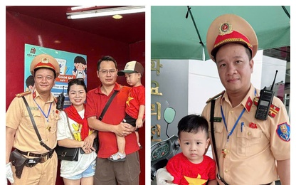 Hà Nội: Trung tá CSGT giúp bé trai 4 tuổi bị lạc khi đi xem diễu binh về với gia đinh