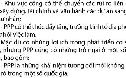 Giải pháp cần được tháo gỡ nhằm thu hút vốn đầu tư phát triển hạ tầng theo hình thức đối tác công - tư (PPP) trên địa bàn TP. Hồ Chí Minh