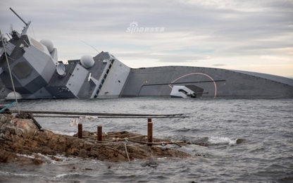 Bất lực nhìn chiến hạm 500 triệu USD của Na Uy chìm dần