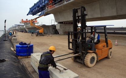 Cầu vượt biển Tân Vũ - Lạch Huyện vượt tiến độ 7%