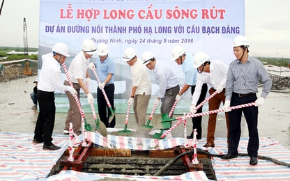 Hợp long cây cầu đầu tiên của cao tốc Hạ Long - Hải Phòng