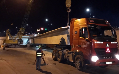 Lắp nhịp dầm cầu vượt nút giao thông Gò Mây