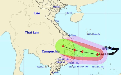 Bão số 6 chỉ còn cách Quảng Ngãi, Khánh Hòa 450km
