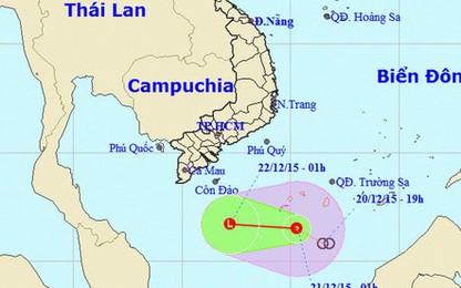Ảnh hưởng áp thấp, biển Quảng Ngãi - Cà Mau gió giật cấp 7-8