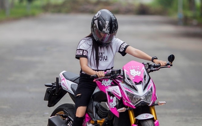 Kawasaki Z800 độ Hello Kitty của nữ biker Sài Gòn