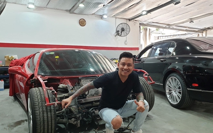 Siêu xe Ferrari 488 GTB của ca sĩ Tuấn Hưng sắp tái xuất sau TNGT