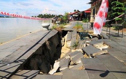 Quảng Nam: Kè bảo vệ phố cổ Hội An sụt lún, dân bất an