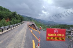 Quảng Ngãi: Phân luồng Quốc lộ 24 trong 30 ngày để xử lý sụt lún
