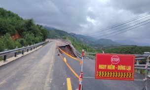 Quảng Ngãi: Phân luồng Quốc lộ 24 trong 30 ngày để xử lý sụt lún