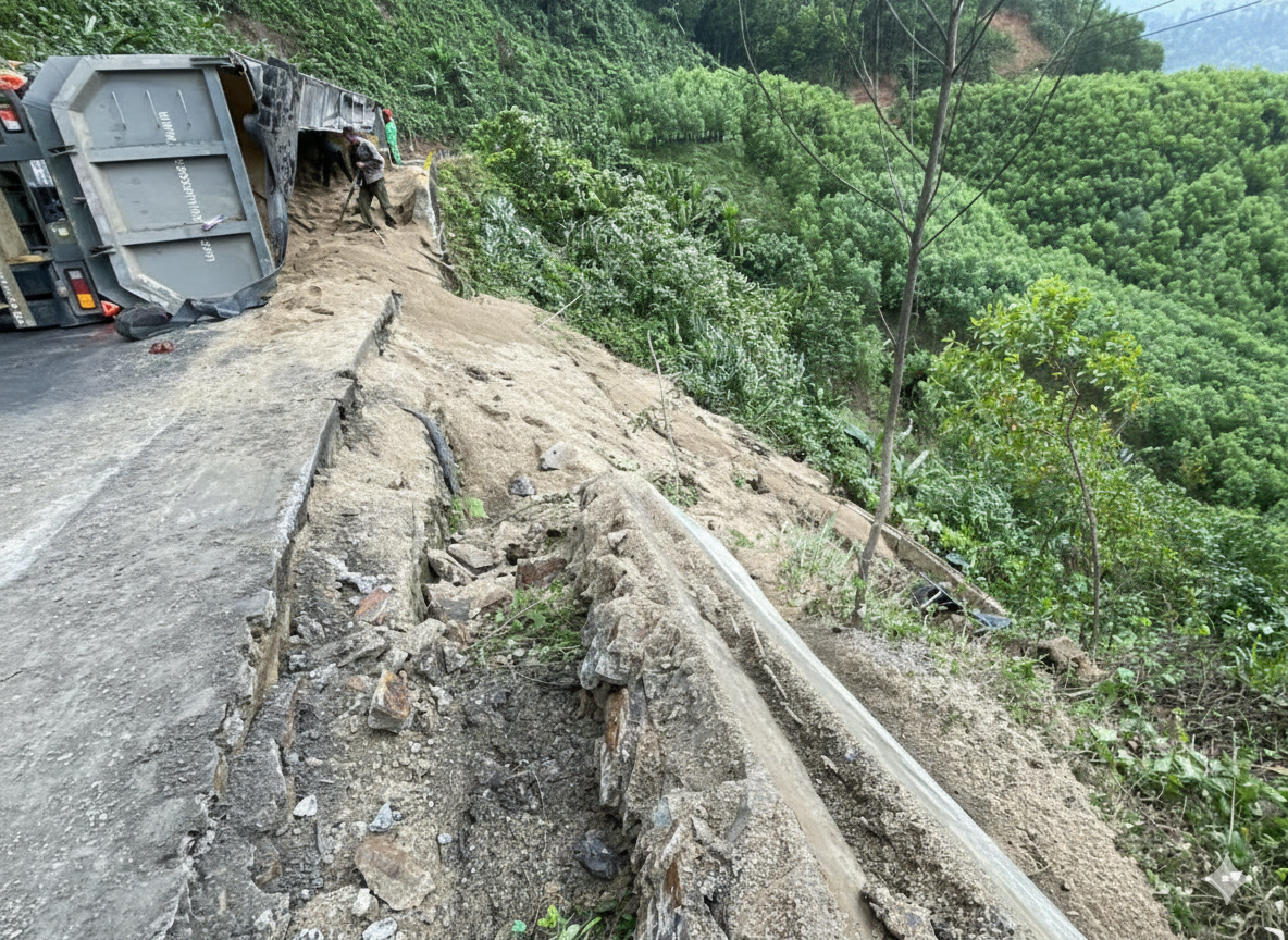 Tai nạn lật xe đầu kéo trên đường Hồ Chí Minh đoạn qua TP Đà Nẵng